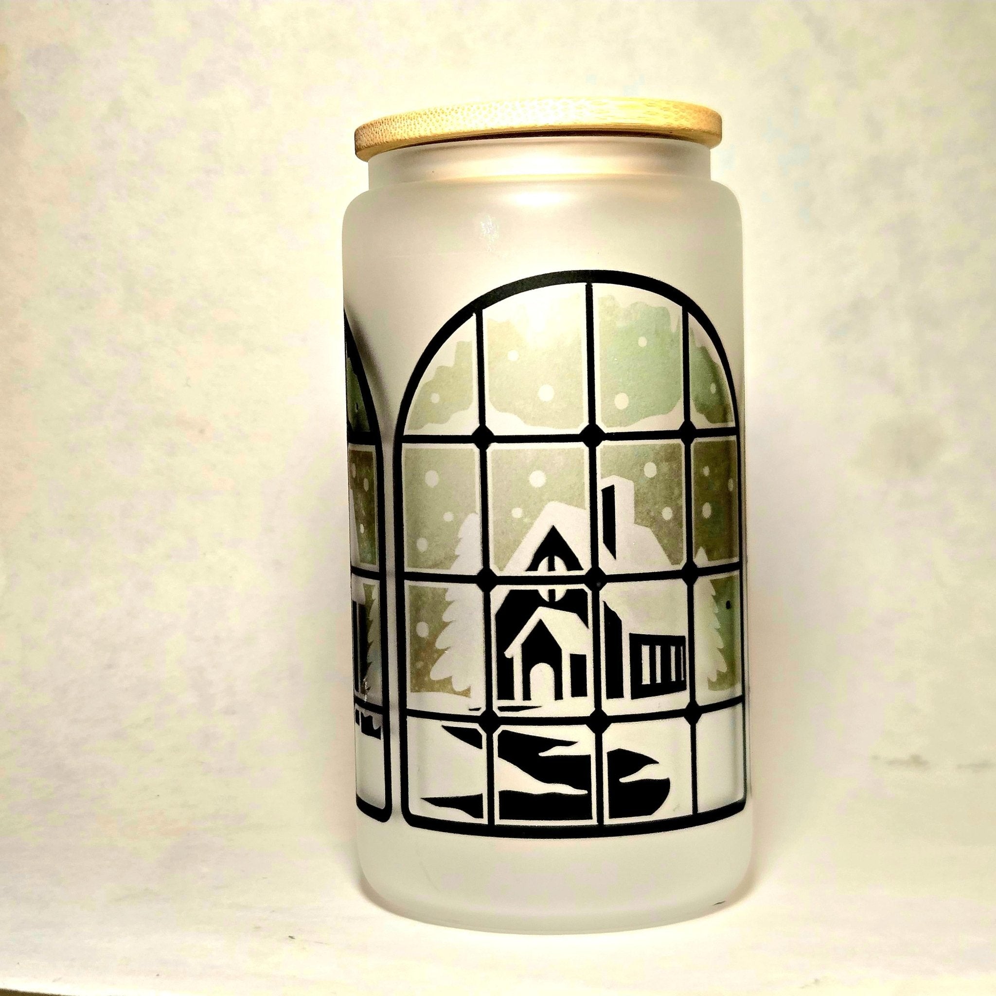 Looking out the Window on a Snowy Winter Day Glass Tumbler - Coffee Quips Custom Drinkware