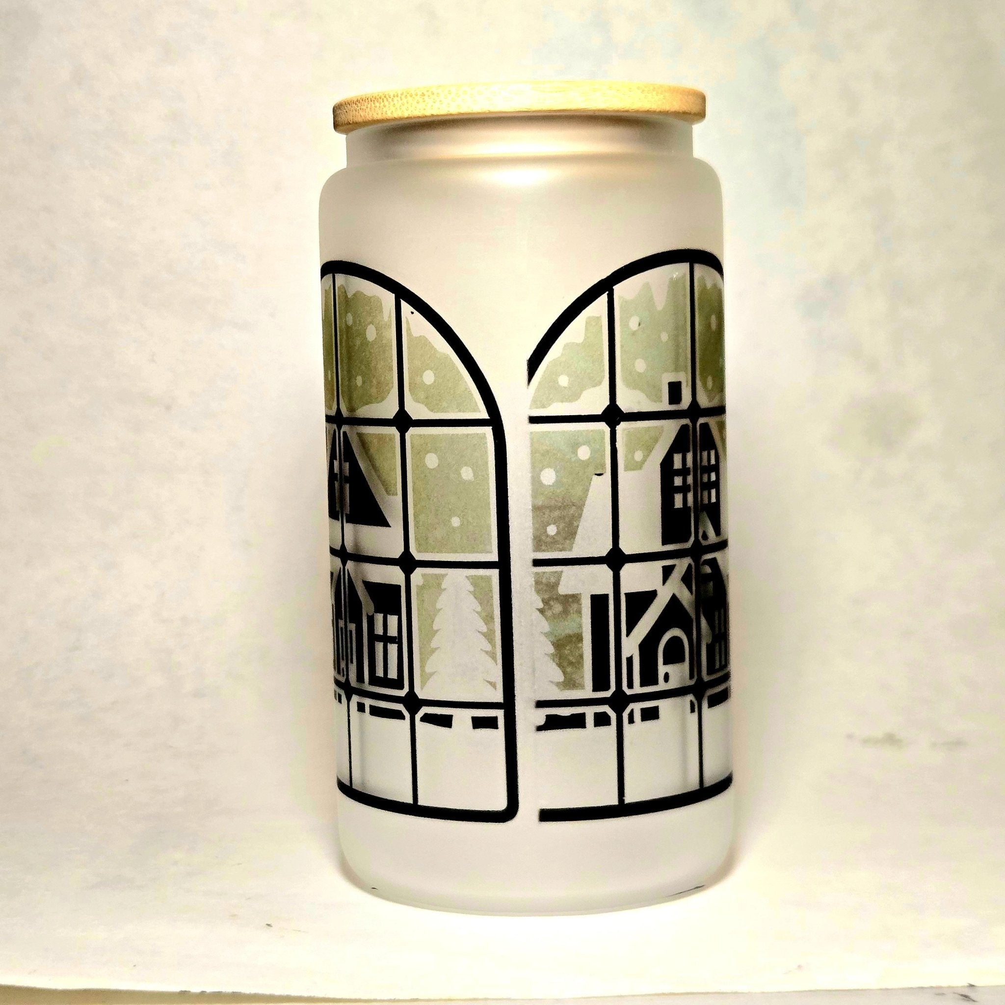 Looking out the Window on a Snowy Winter Day Glass Tumbler - Coffee Quips Custom Drinkware