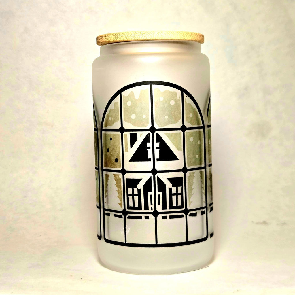 Looking out the Window on a Snowy Winter Day Glass Tumbler - Coffee Quips Custom Drinkware