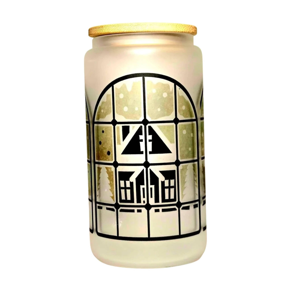 Looking out the Window on a Snowy Winter Day Glass Tumbler - Coffee Quips Custom Drinkware