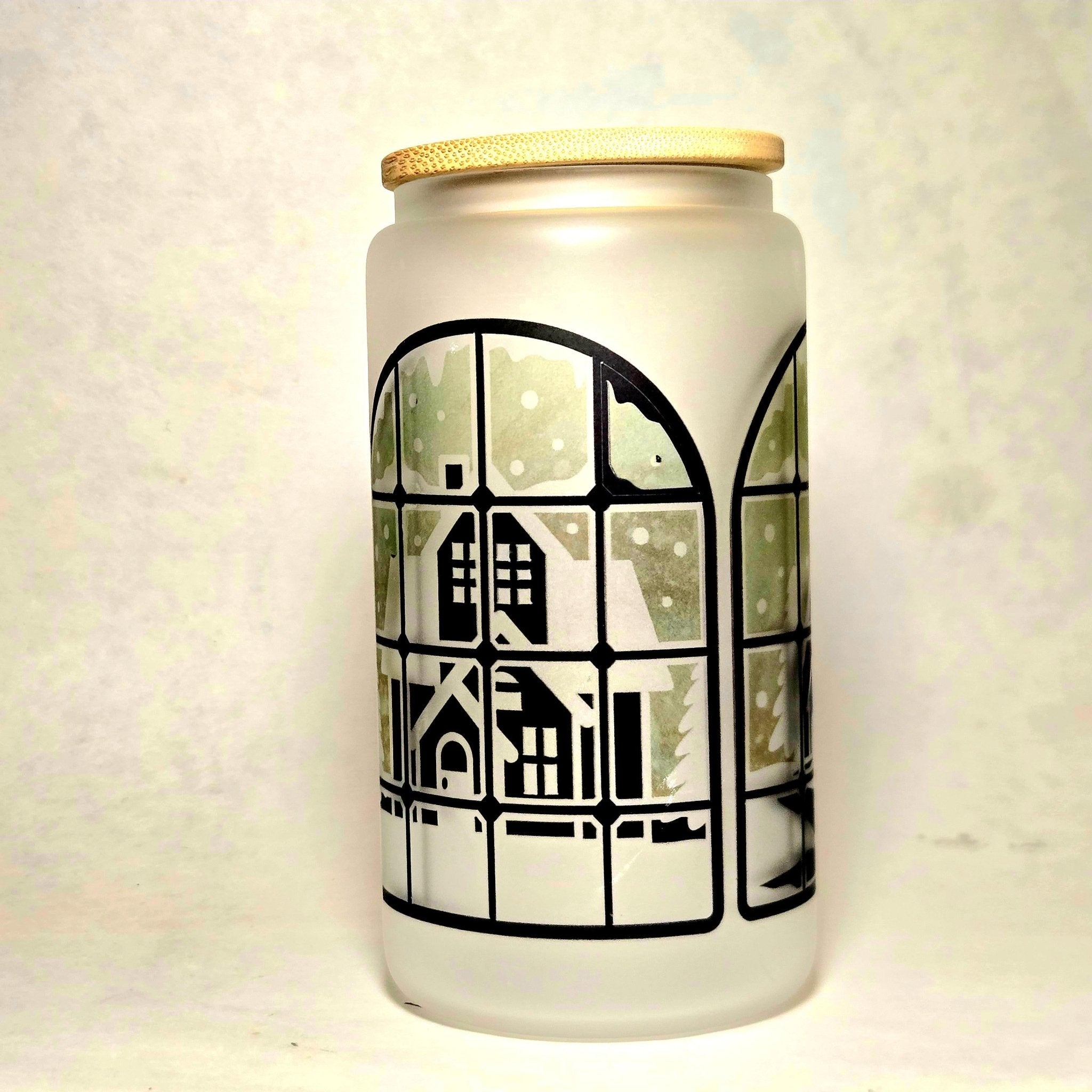 Looking out the Window on a Snowy Winter Day Glass Tumbler - Coffee Quips Custom Drinkware