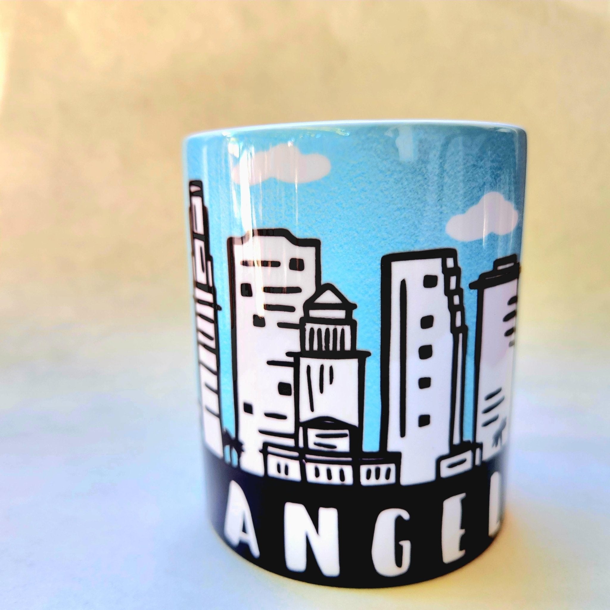 Los Angeles Souvenir Skyline Ceramic Coffee Mug: Coffee Quips Custom Drinkware