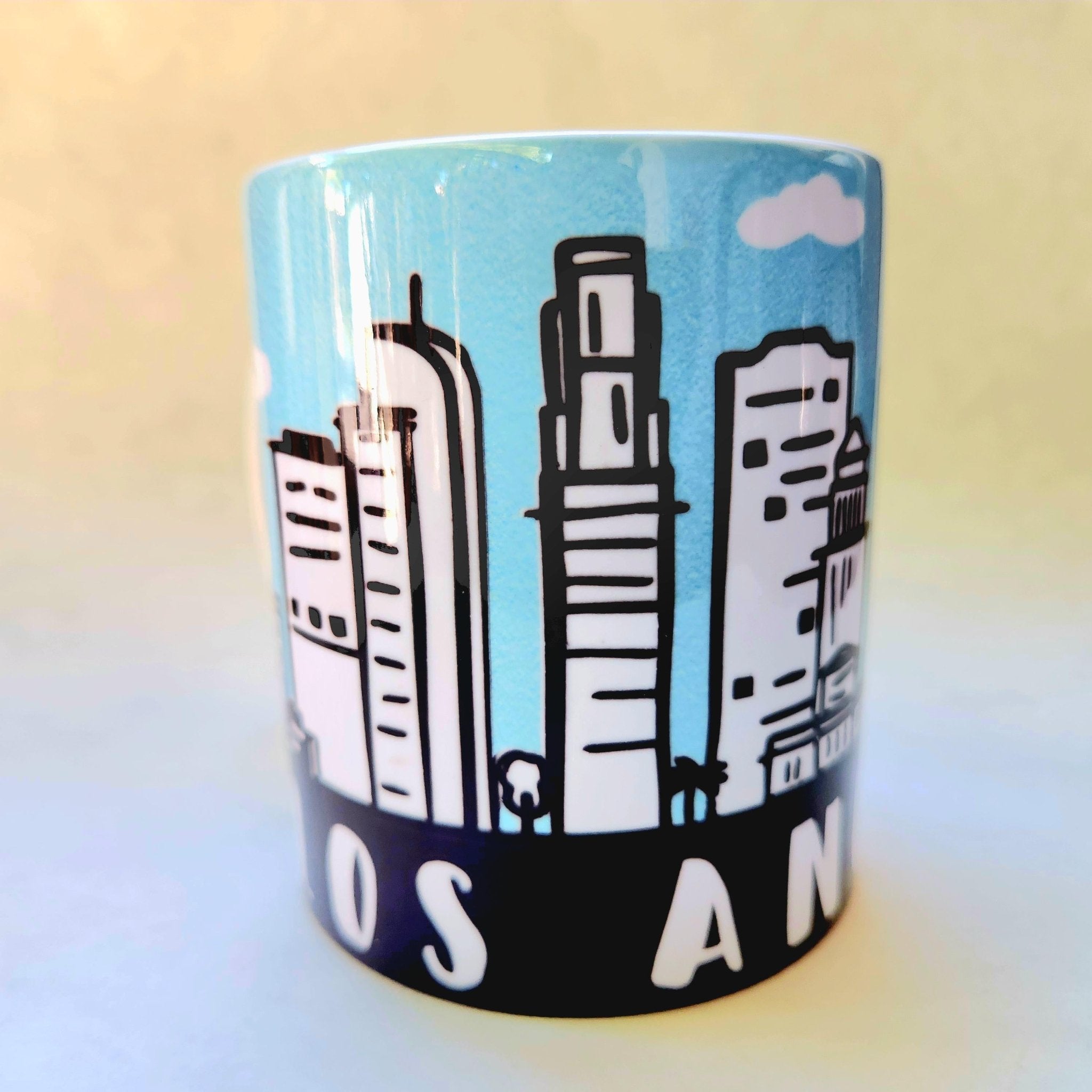Los Angeles Souvenir Skyline Ceramic Coffee Mug: Coffee Quips Custom Drinkware