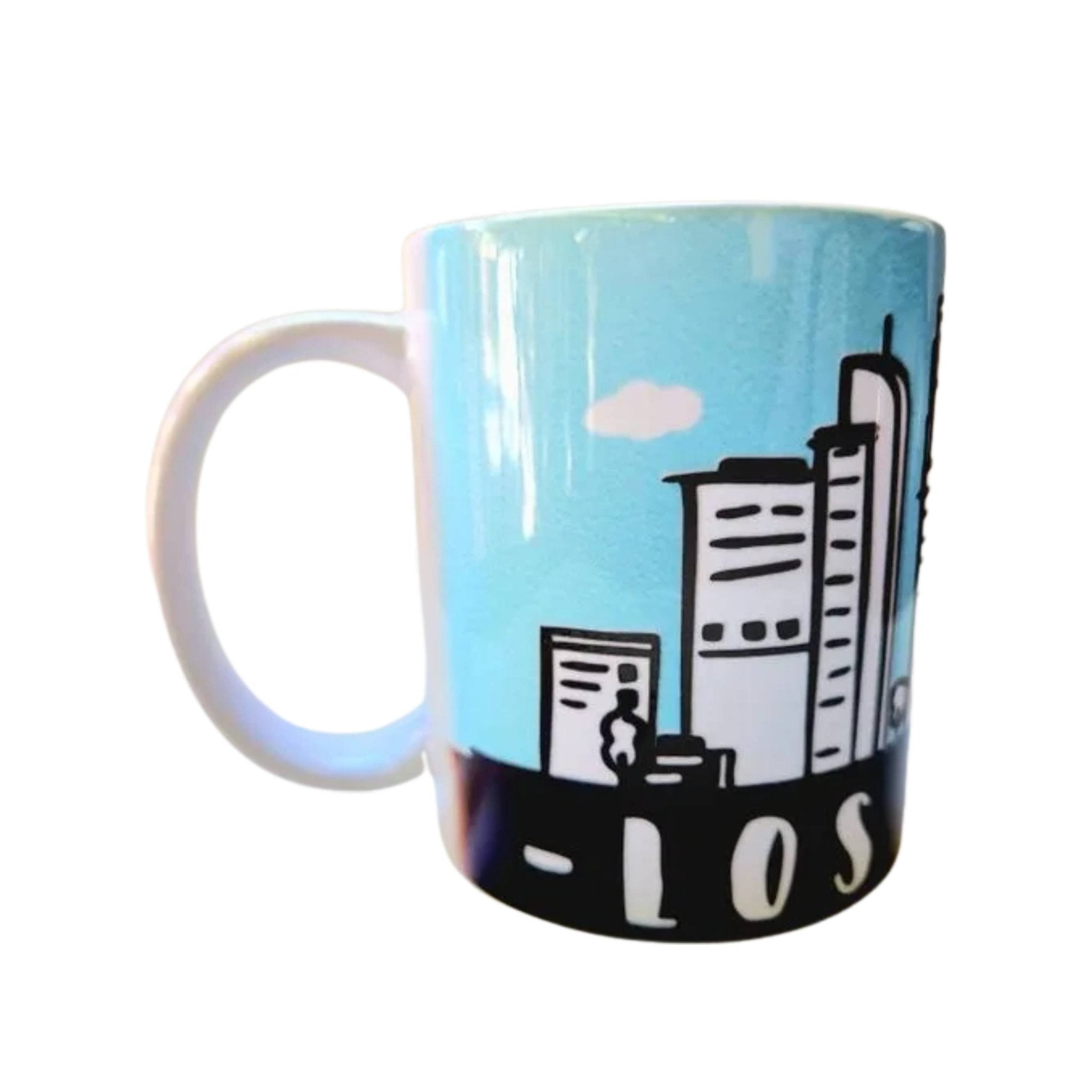 Los Angeles Souvenir Skyline Ceramic Coffee Mug: Coffee Quips Custom Drinkware