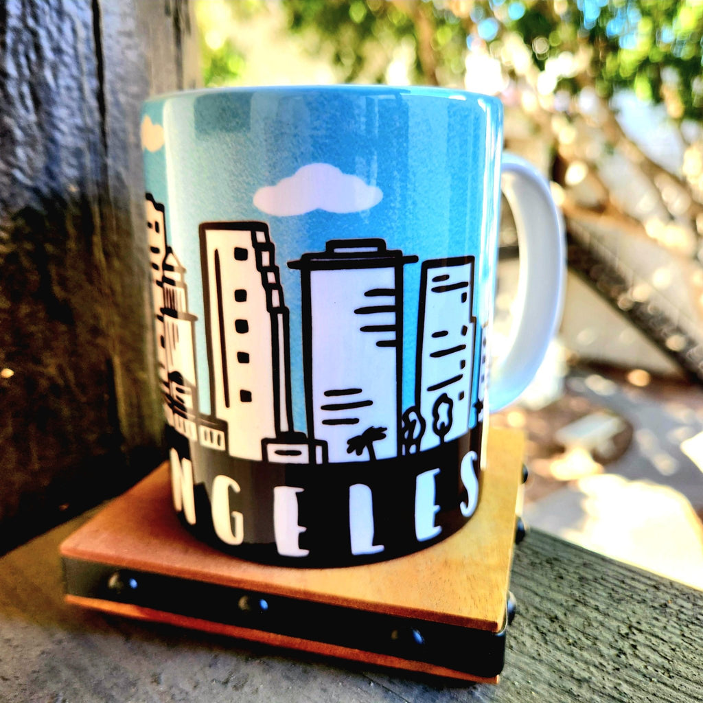 Los Angeles Souvenir Skyline Ceramic Coffee Mug: Coffee Quips Custom Drinkware