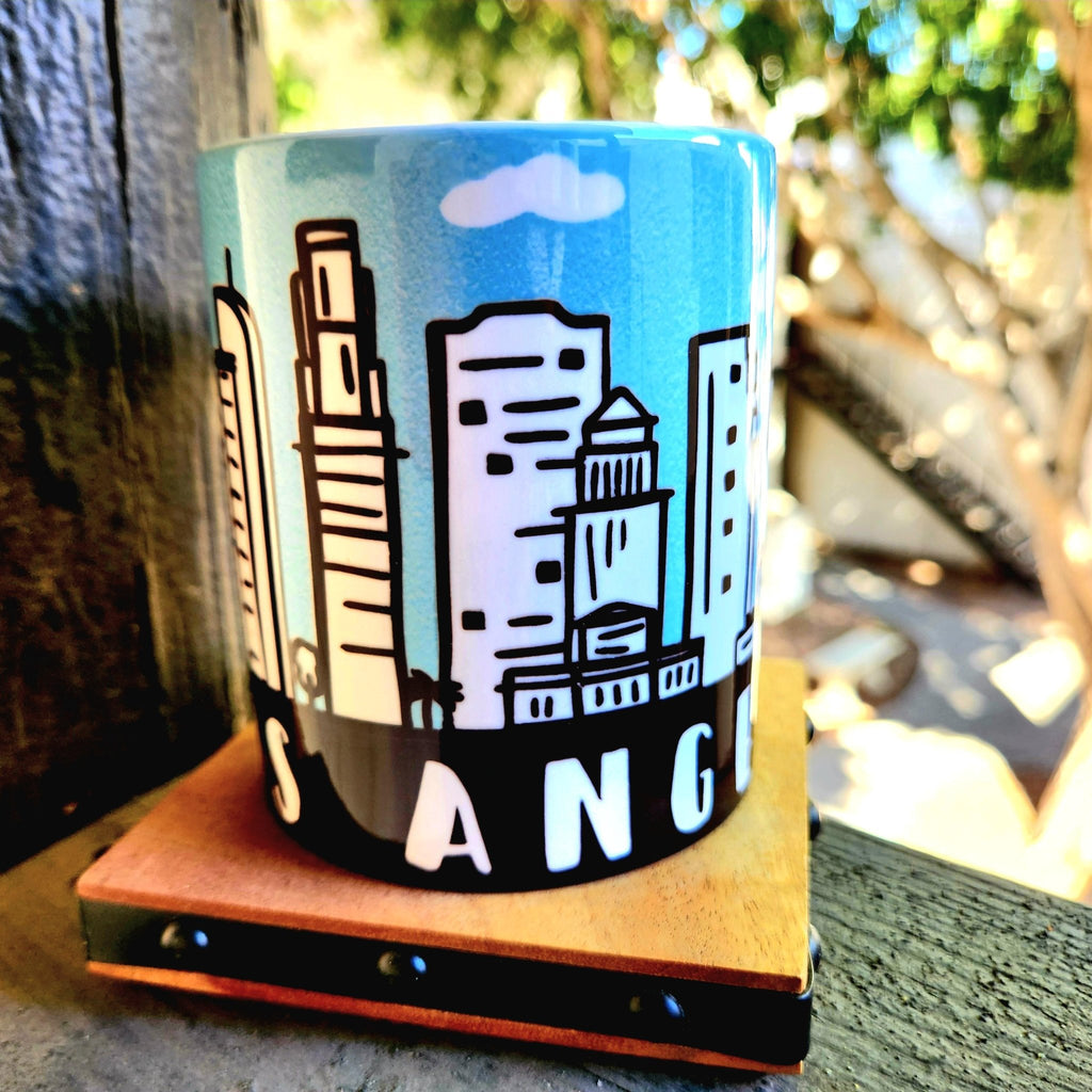 Los Angeles Souvenir Skyline Ceramic Coffee Mug: Coffee Quips Custom Drinkware