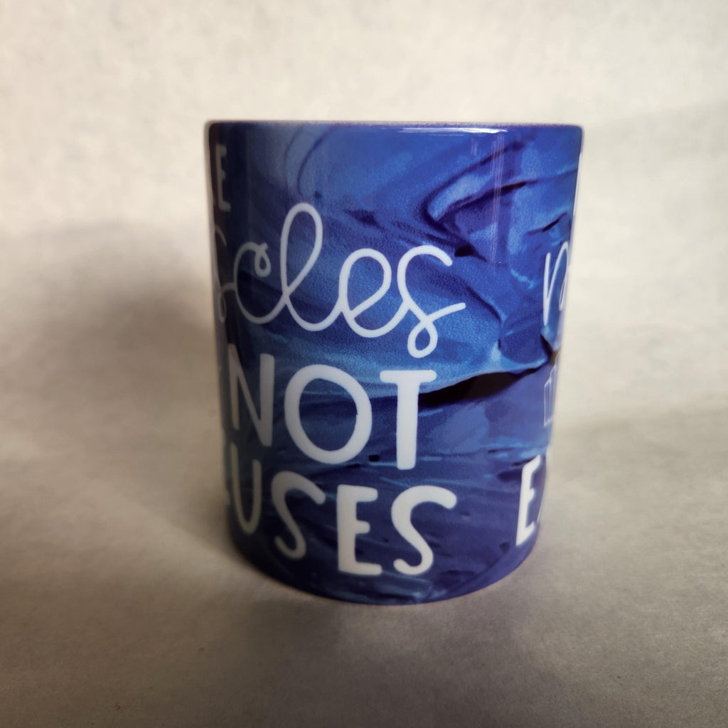 Make Muscles Not Excuses Coffee Mug: Weightlifter Motivation - Coffee Quips Custom Drinkware