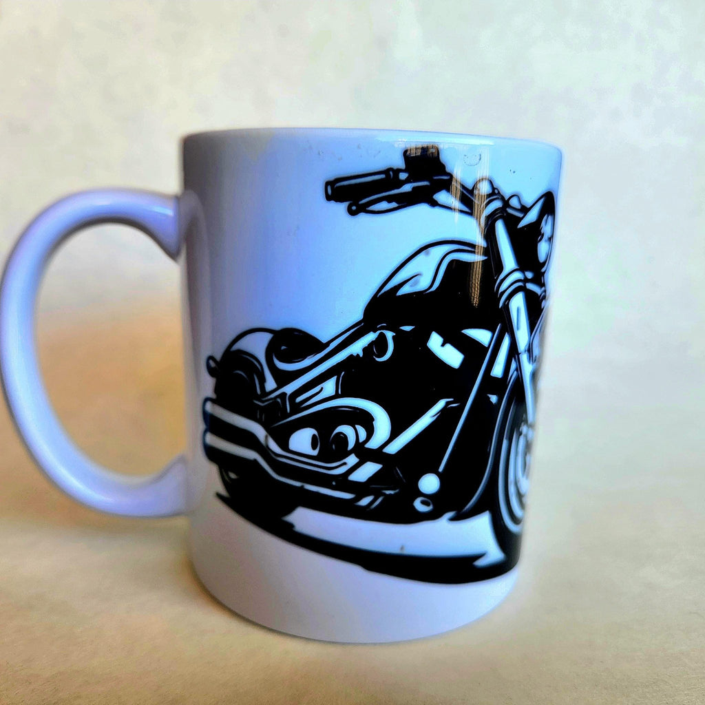 Motorcycle Coffee Mug: Crafted Ceramic 'Lets Ride' Design 15oz - Coffee Quips Custom Drinkware