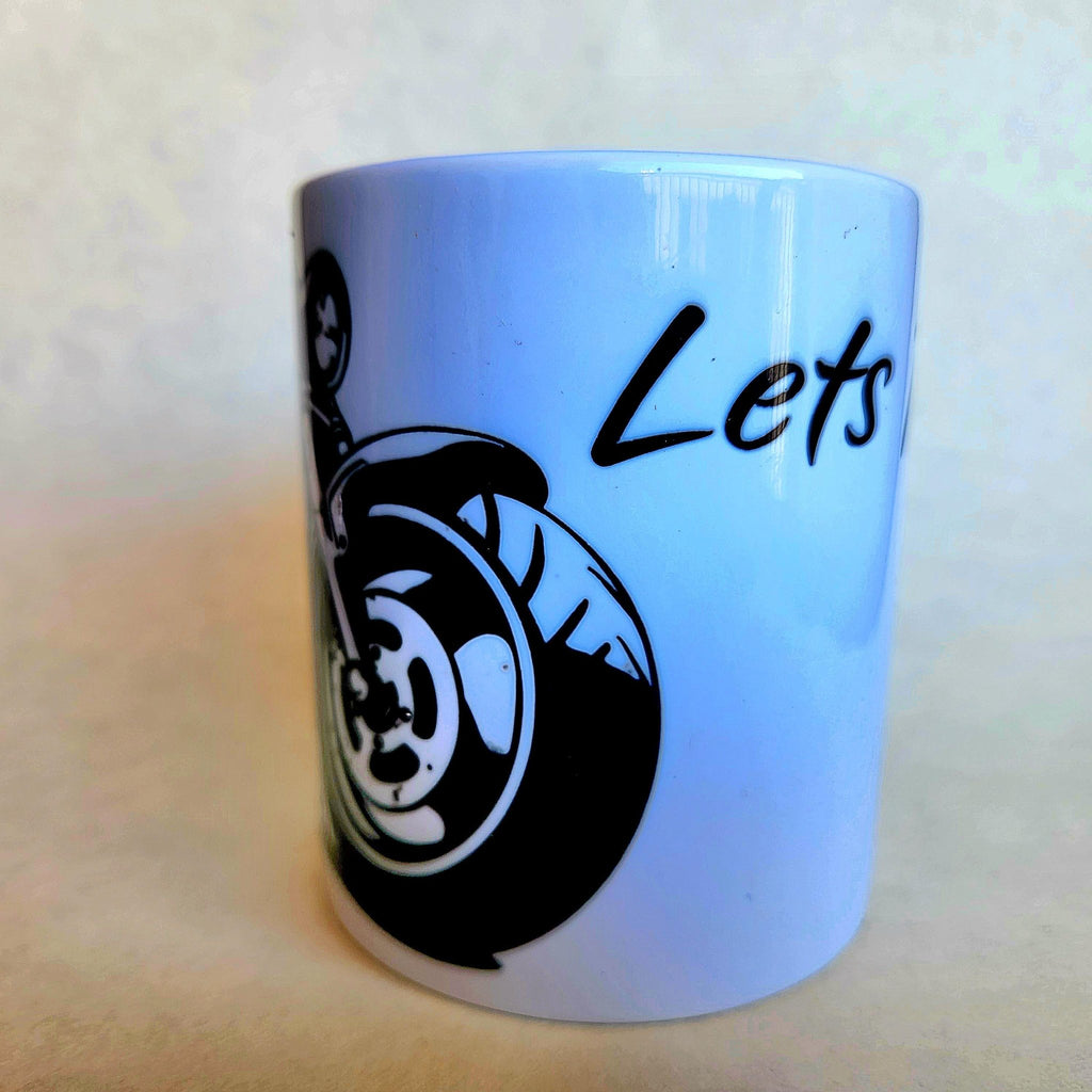 Motorcycle Coffee Mug: Crafted Ceramic 'Lets Ride' Design 15oz - Coffee Quips Custom Drinkware