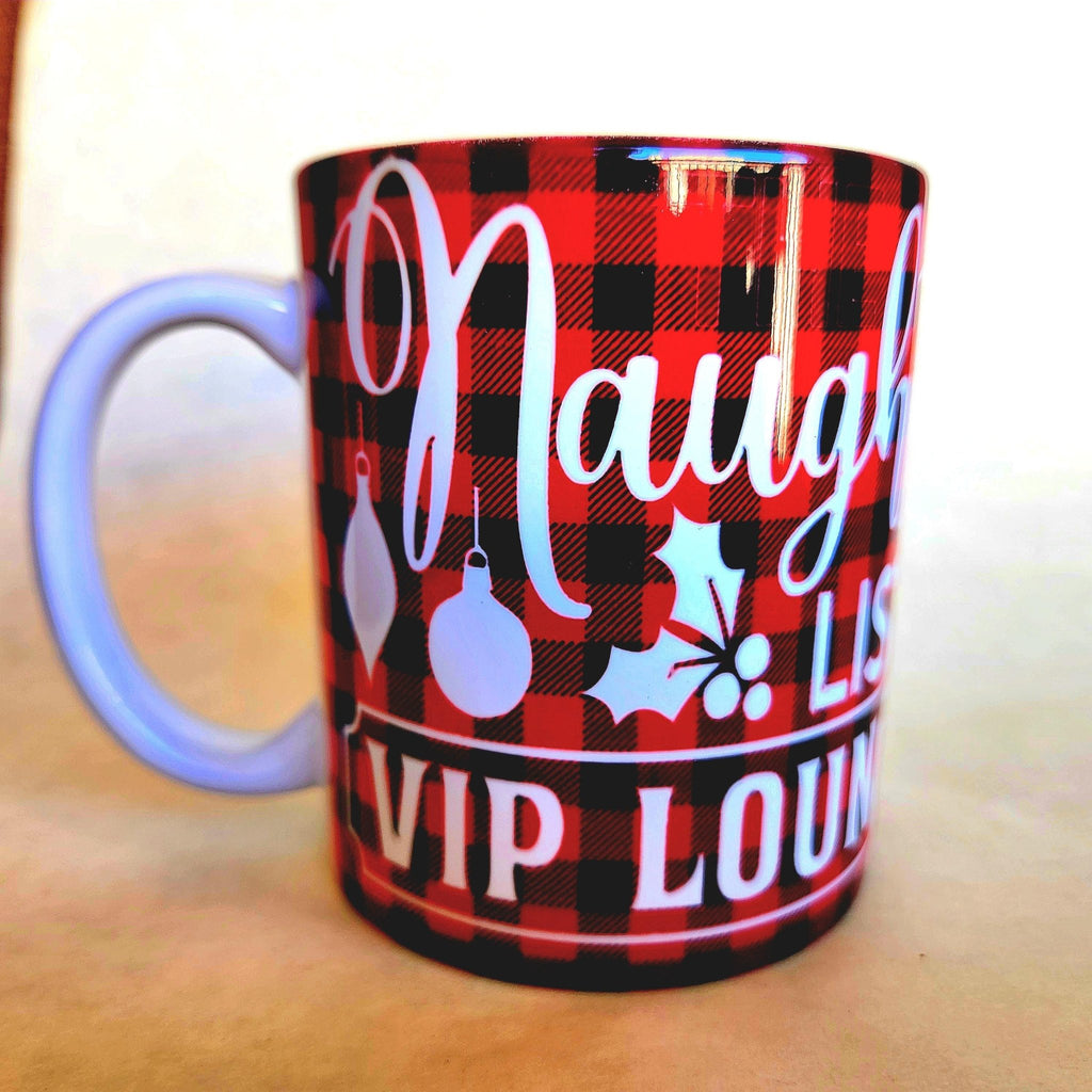 Naughty List VIP Lounge Coffee Mug - Holiday Christmas Mug - Coffee Quips Custom Drinkware