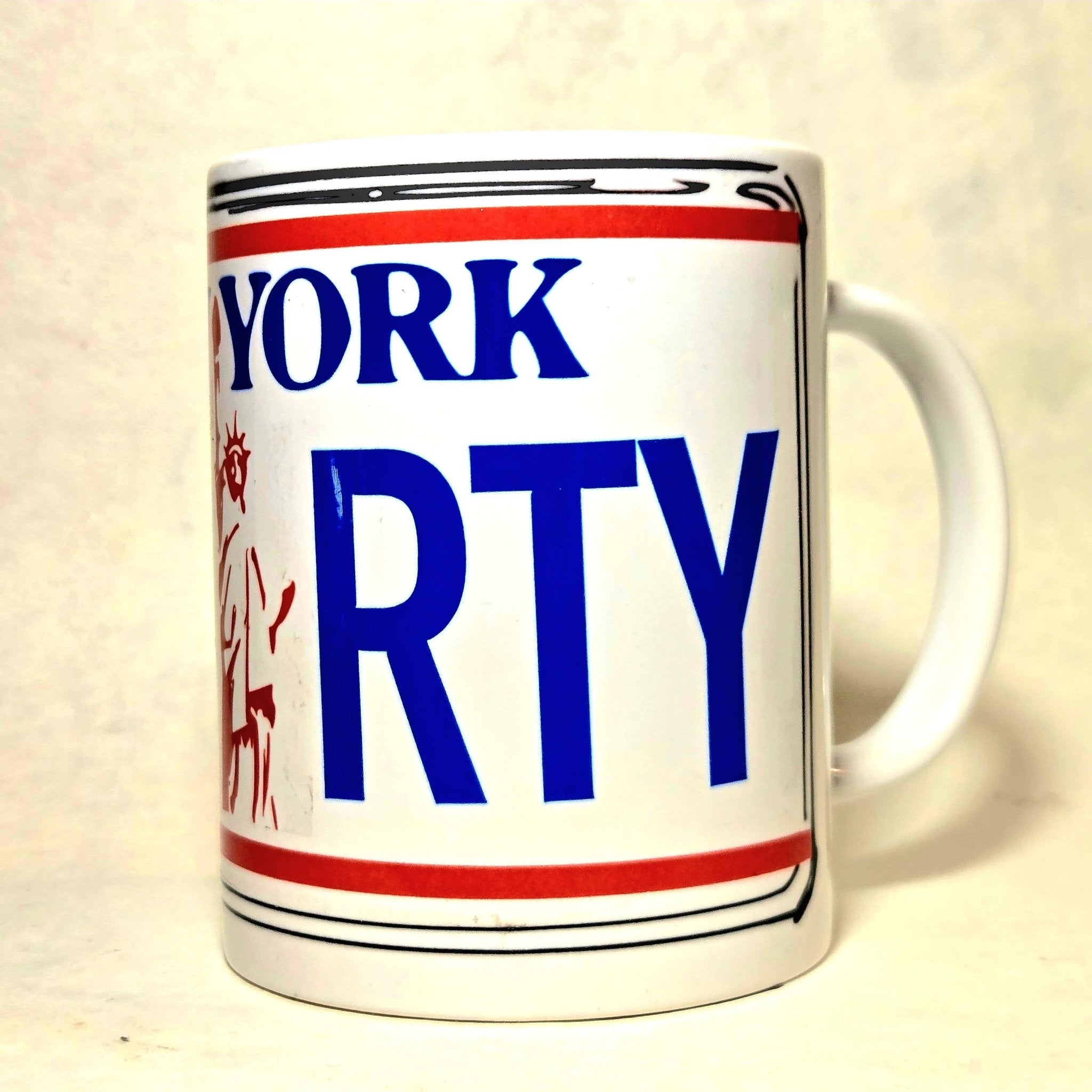 New York Vintage License Plate Coffee Mug: Ceramic Souvenir - Coffee Quips Custom Drinkware