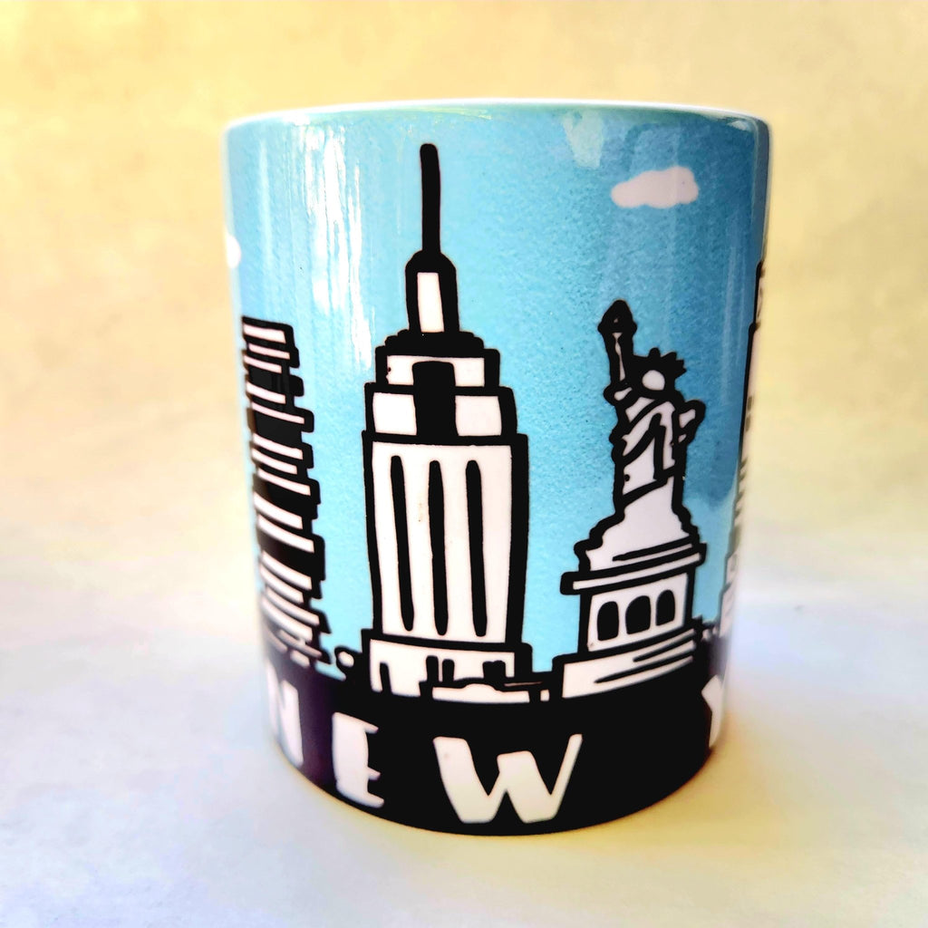 NYC Skyline Ceramic Coffee Mug: New York City Souvenir - Coffee Quips Custom Drinkware