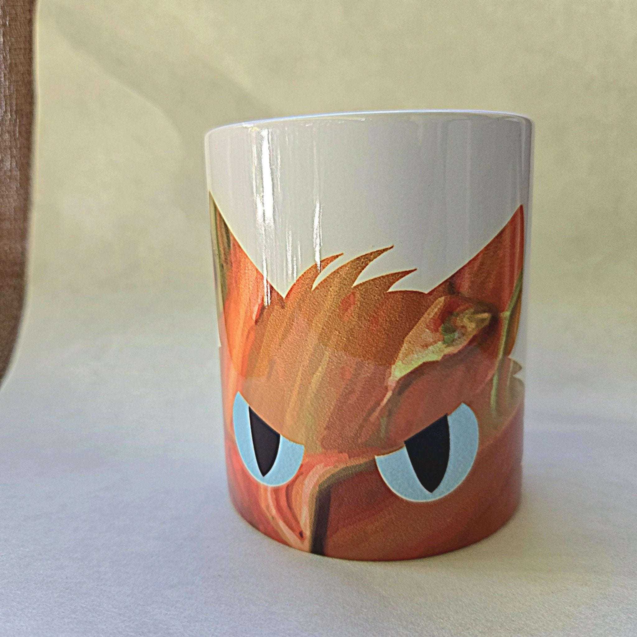 Orange Cat Peeking Ceramic Coffee Mug - Gift for Cat Lover - Coffee Quips Custom Drinkware