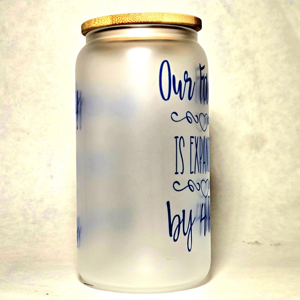 Our Family is Expanding by Four Paws announcement glass tumbler - Coffee Quips Custom Drinkware