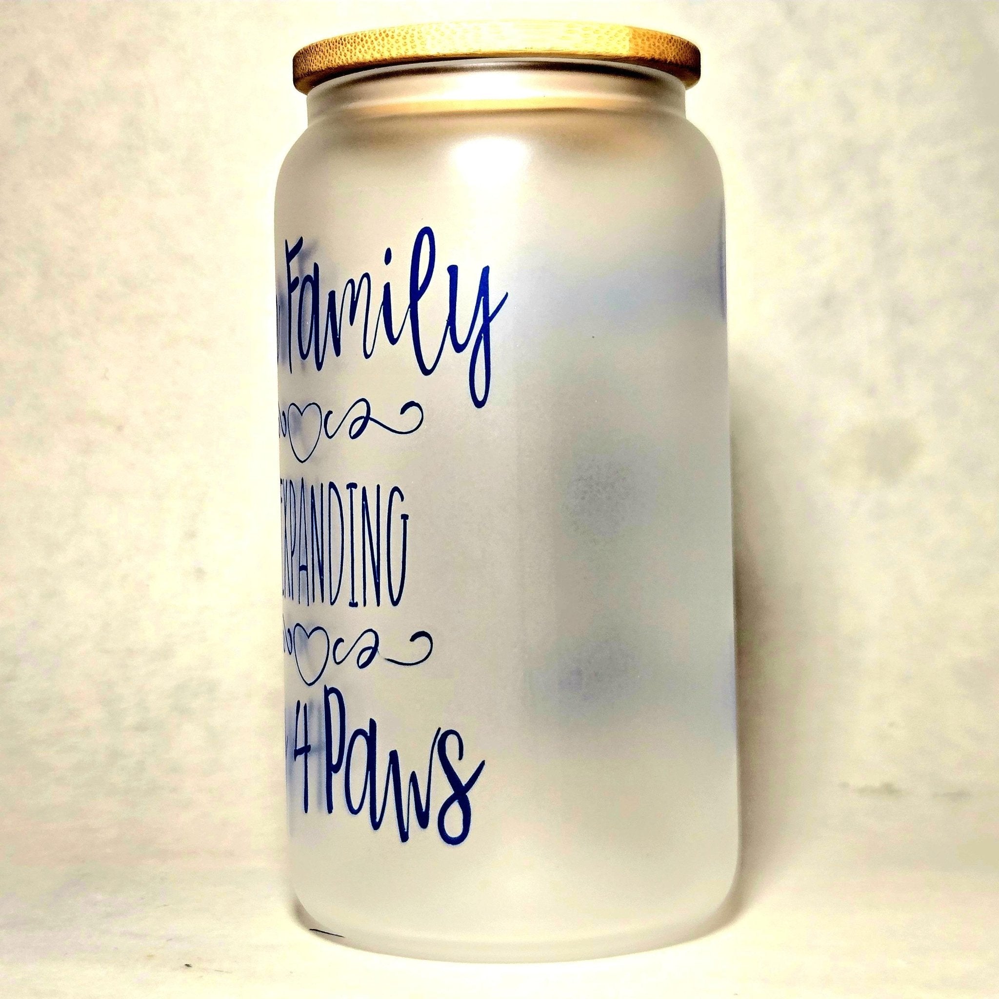 Our Family is Expanding by Four Paws announcement glass tumbler - Coffee Quips Custom Drinkware