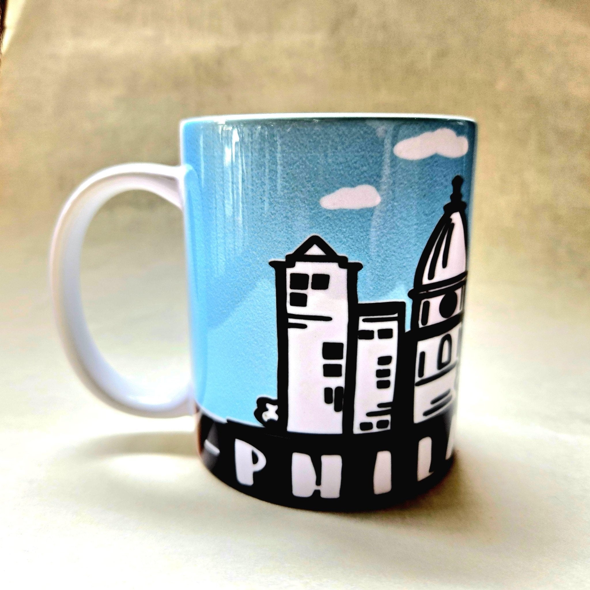 Philadelphia Skyline Ceramic Coffee Mug - Coffee Quips Custom Drinkware