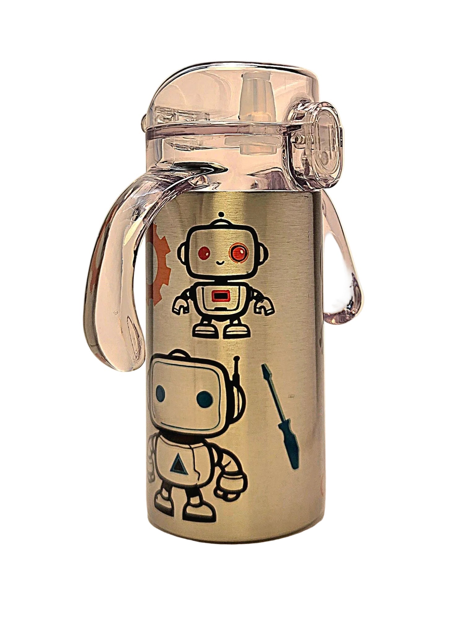 Robots Dream Big Little Man Grow With Me toddler 12oz stainless tumbler BPA Free dual lid - Coffee Quips Custom Drinkware