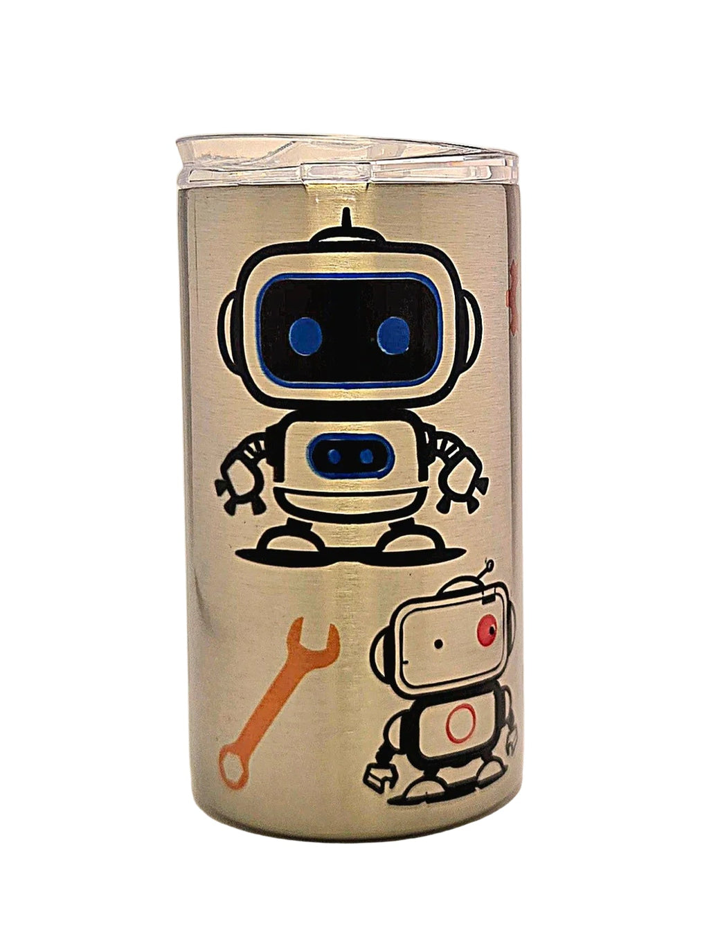 Robots Dream Big Little Man Grow With Me toddler 12oz stainless tumbler BPA Free dual lid - Coffee Quips Custom Drinkware
