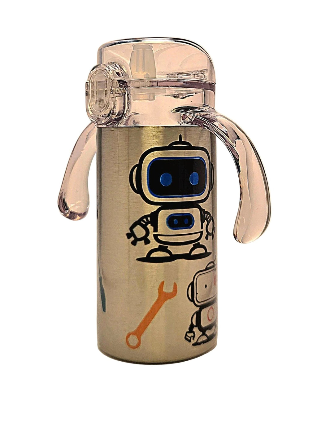 Robots Dream Big Little Man Grow With Me toddler 12oz stainless tumbler BPA Free dual lid - Coffee Quips Custom Drinkware