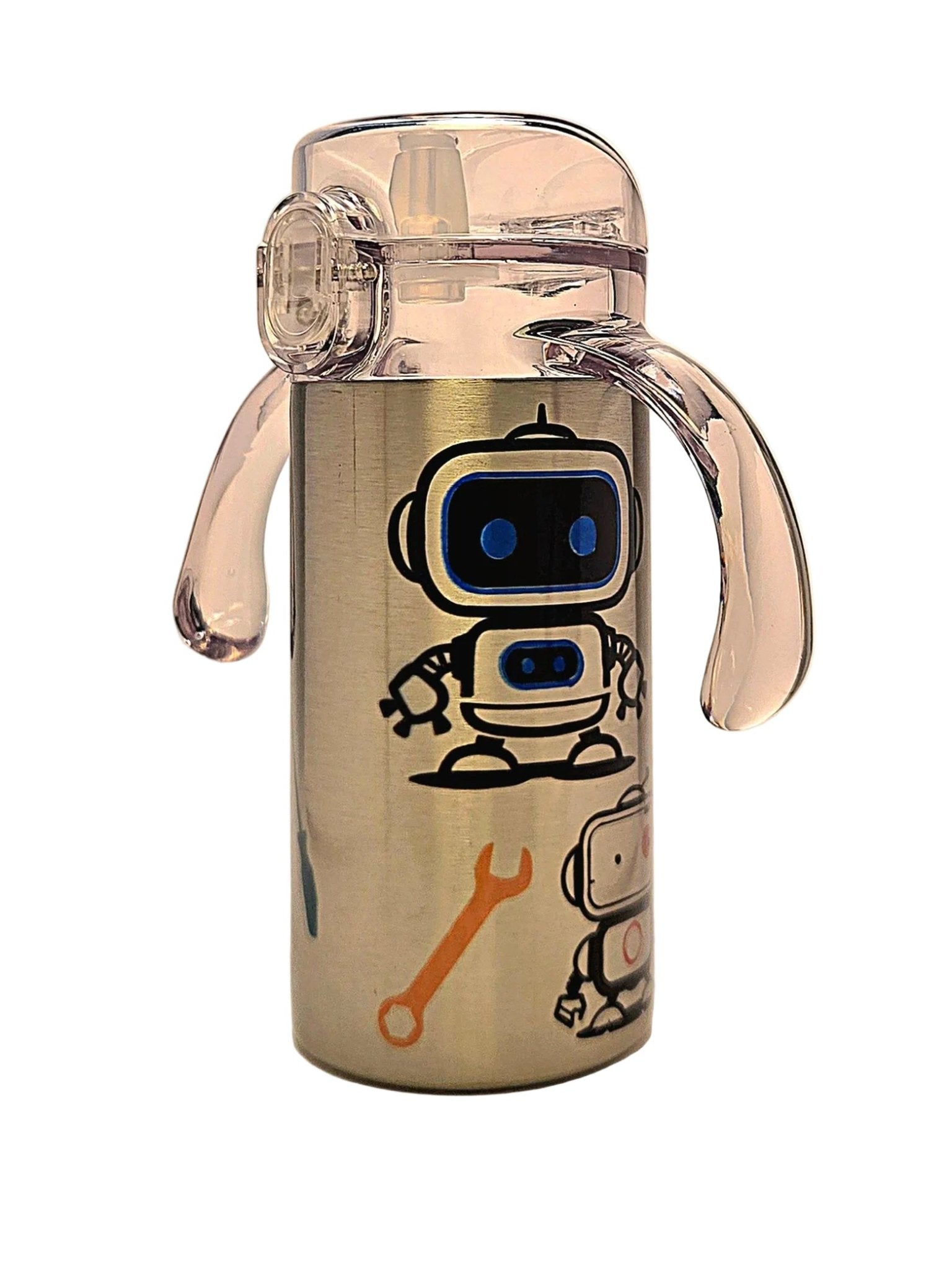 Robots Dream Big Little Man Grow With Me toddler 12oz stainless tumbler BPA Free dual lid - Coffee Quips Custom Drinkware