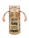 Robots Dream Big Little Man Grow With Me toddler 12oz stainless tumbler BPA Free dual lid - Coffee Quips Custom Drinkware