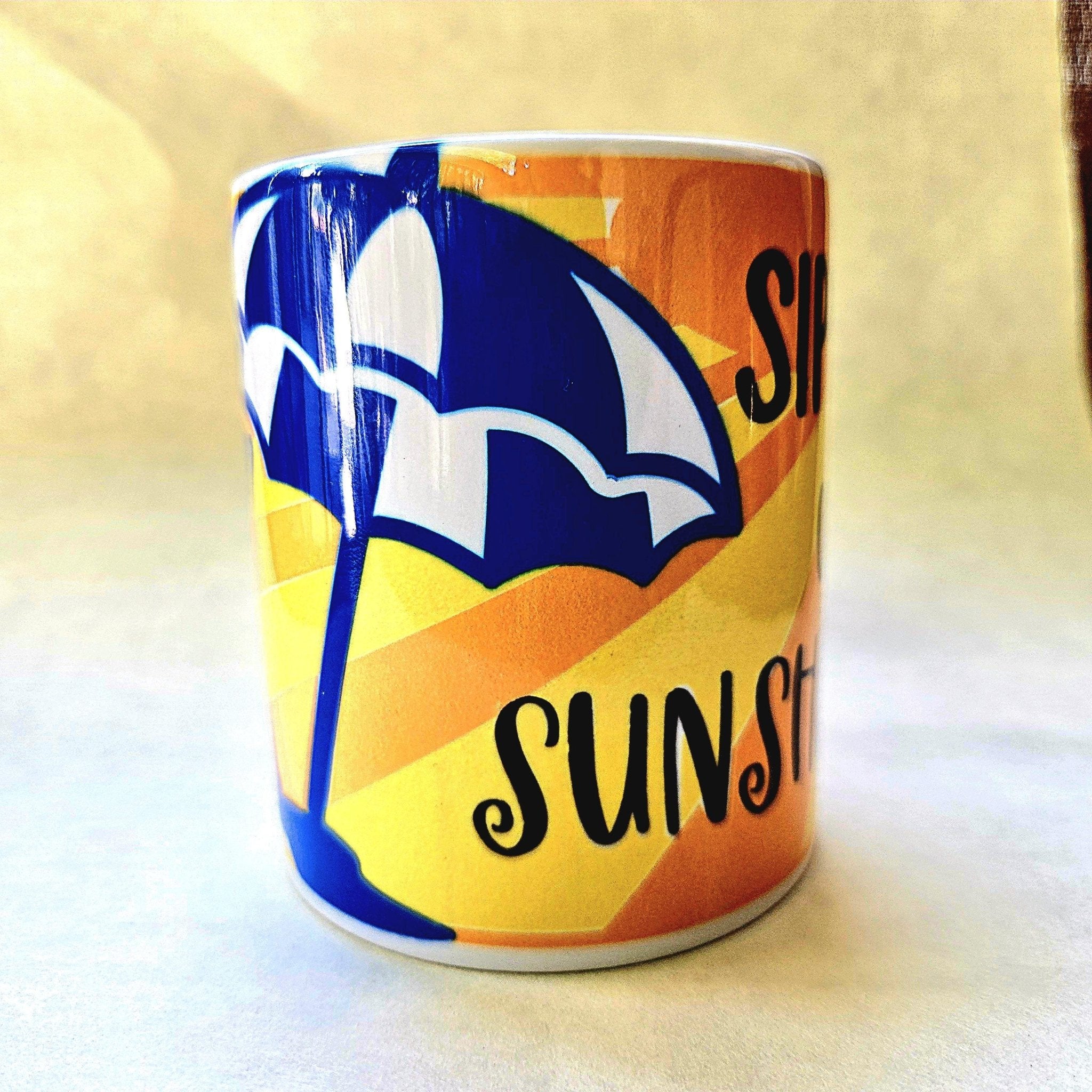 Sipping on Sunshine Ceramic Coffee Mug, Coffee Quips Design - Coffee Quips Custom Drinkware