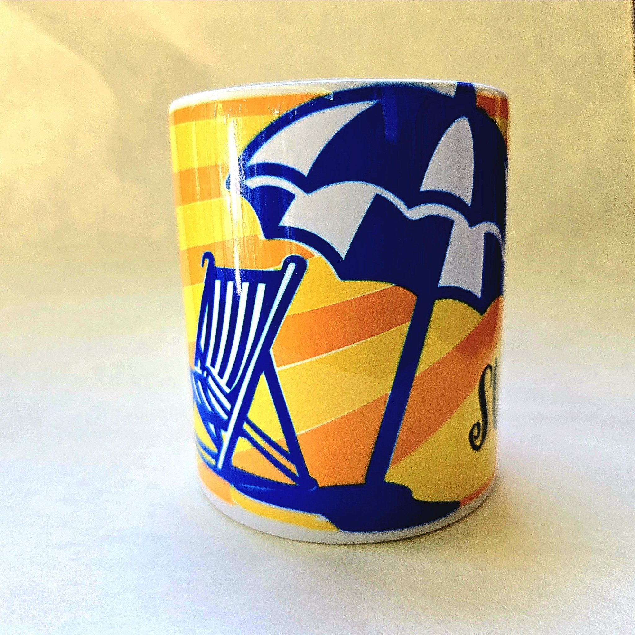 Sipping on Sunshine Ceramic Coffee Mug, Coffee Quips Design - Coffee Quips Custom Drinkware