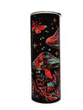 Skinny Stainless 20oz insulated Mystical Mushroom tumbler with BPA Free push on Lid - Coffee Quips Custom Drinkware
