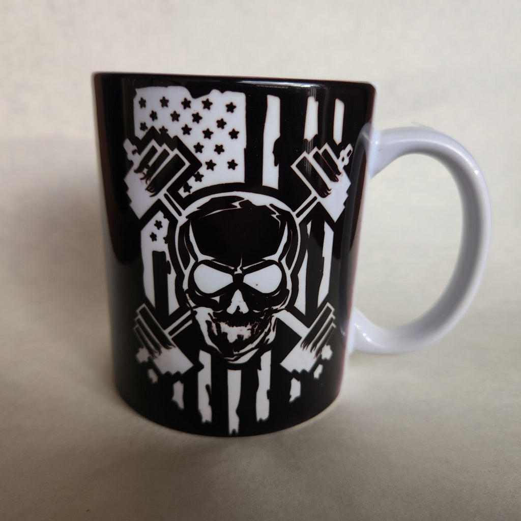 Skull & Weights Ceramic Coffee Mug, Patriotic Fitness Gift - Coffee Quips Custom Drinkware