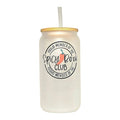 Spicy Book Club Glass Can Tumbler: Frosted Coffee Quips - Coffee Quips Custom Drinkware