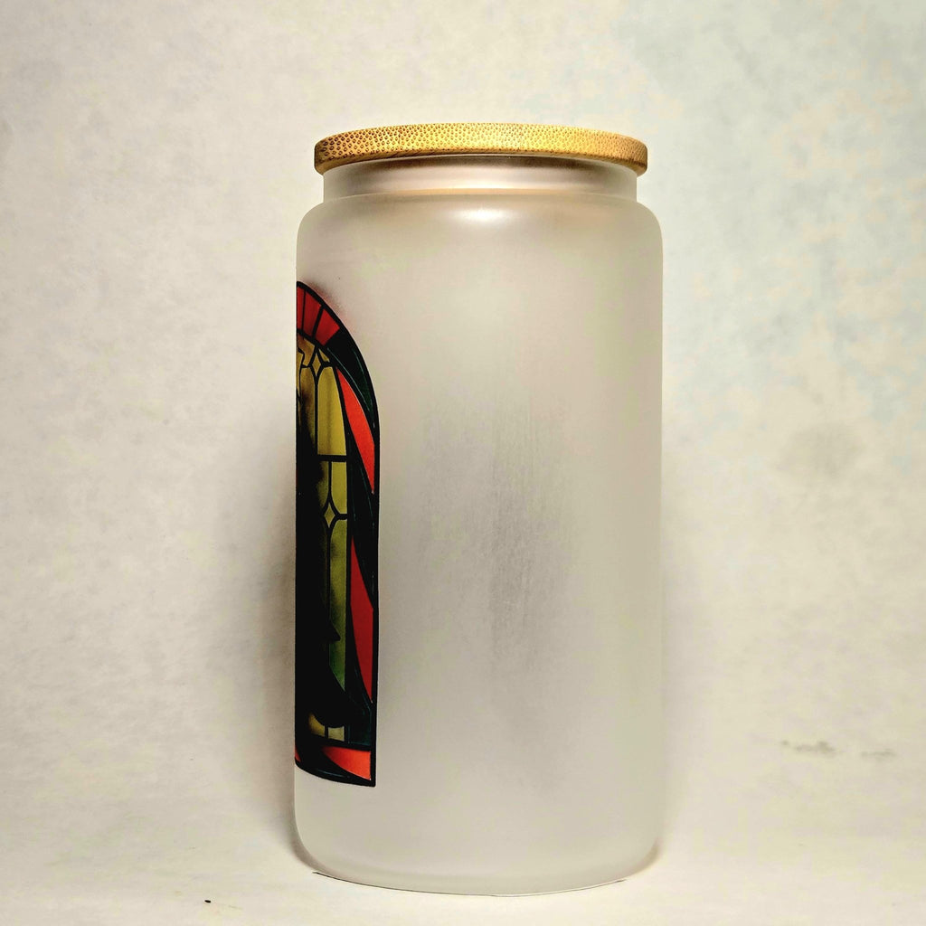 Stained Glass Christmas Tree window glass tumbler - Coffee Quips Custom Drinkware