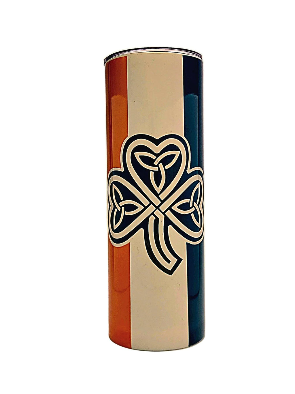 Stainless 20oz insulated straight side Irish Flag Tumbler with BPA Free push on Lid - Coffee Quips Custom Drinkware