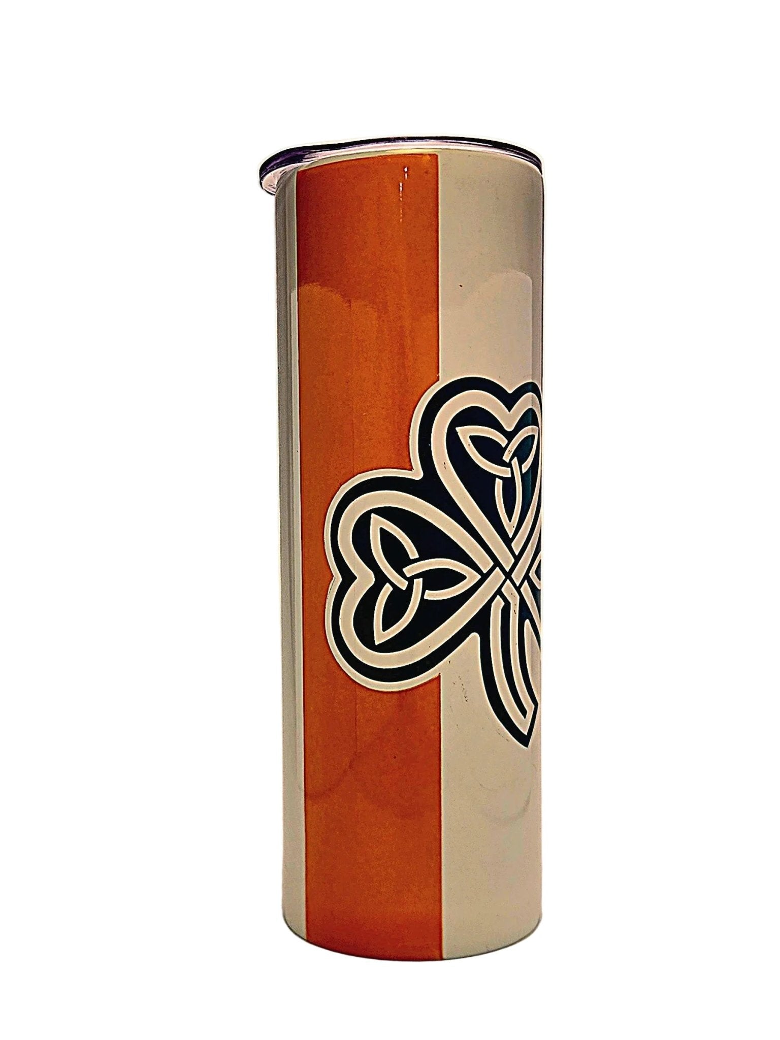 Stainless 20oz insulated straight side Irish Flag Tumbler with BPA Free push on Lid - Coffee Quips Custom Drinkware