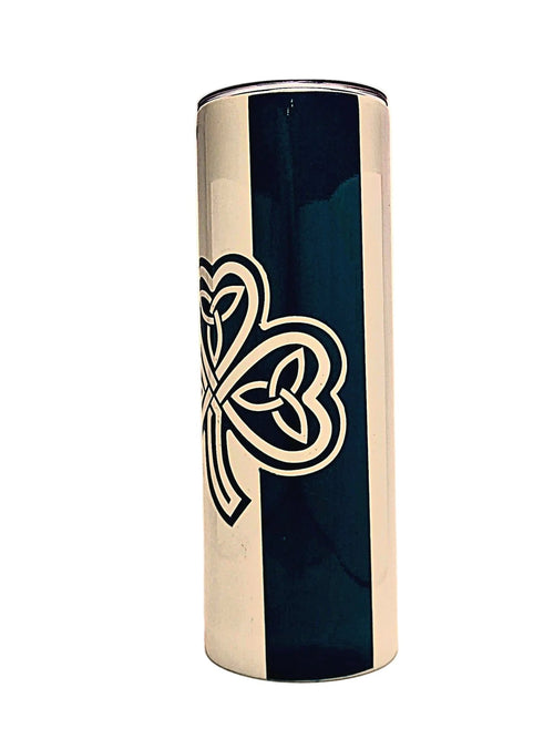 Stainless 20oz insulated straight side Irish Flag Tumbler with BPA Free push on Lid - Coffee Quips Custom Drinkware