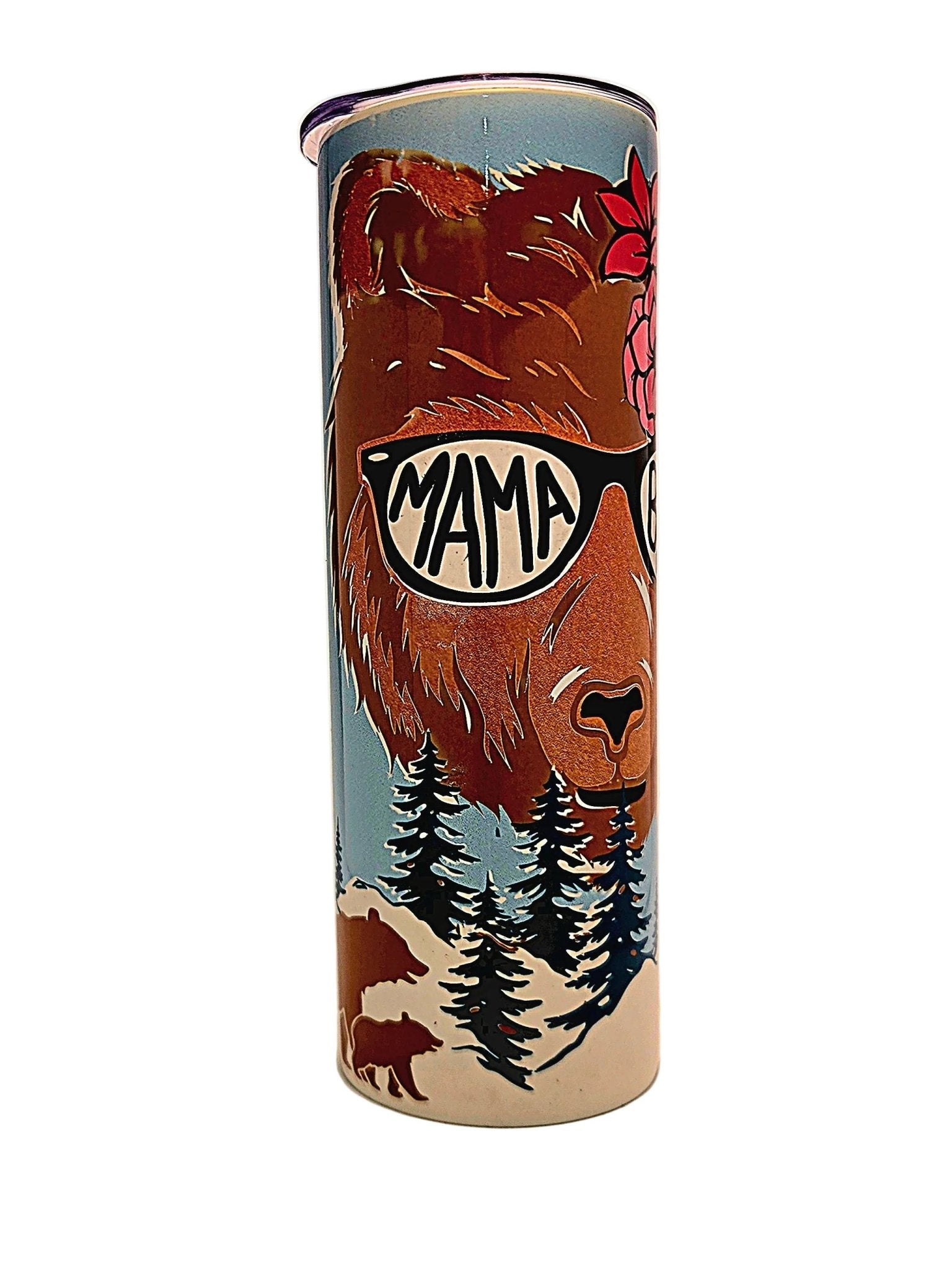 Stainless 20oz Straight Side Mama Bear Tumbler with BPA Free push on Lid - Coffee Quips Custom Drinkware