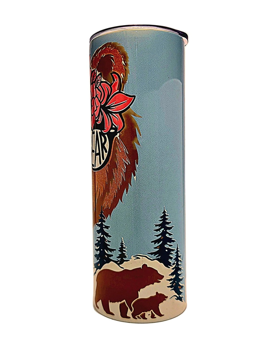 Stainless 20oz Straight Side Mama Bear Tumbler with BPA Free push on Lid - Coffee Quips Custom Drinkware