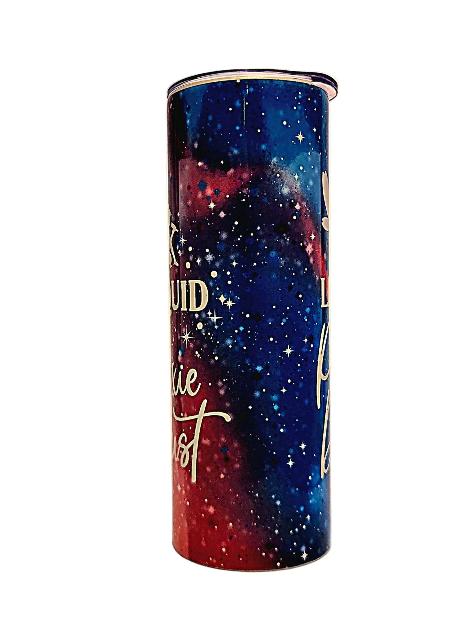 Stainless insulated straight side 20oz Liquid Pixie Dust tumbler with push on BPA free Lid - Coffee Quips Custom Drinkware