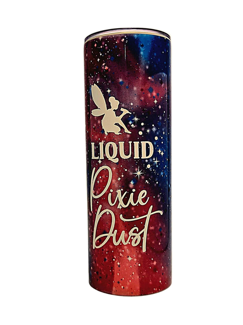 Stainless insulated straight side 20oz Liquid Pixie Dust tumbler with push on BPA free Lid - Coffee Quips Custom Drinkware