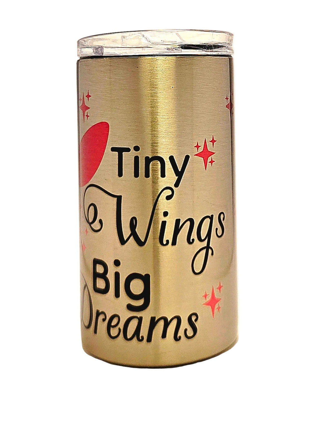Stainless Steel Toddler Insulated Tumbler, 12oz Cup Tiny Wings Big Dreams - Coffee Quips Custom Drinkware