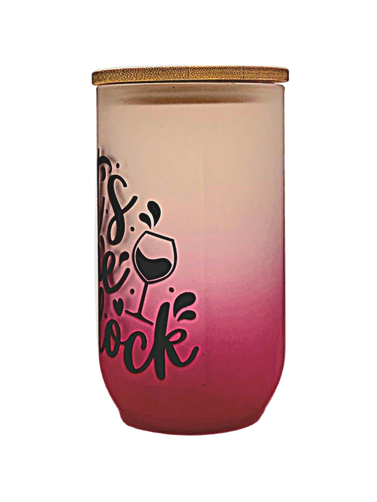 Stemless Wine Glass 18oz Pink Ombre Matte finish It's Wine O'clock fun quote - Coffee Quips Custom Drinkware