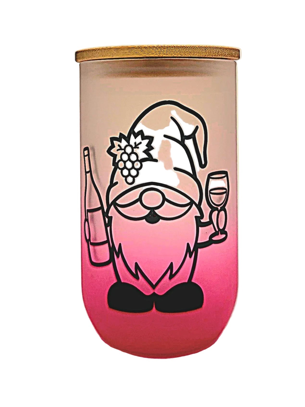Stemless Wine Glass 18oz Pink Ombre Matte finish Wine Gnome - Coffee Quips Custom Drinkware