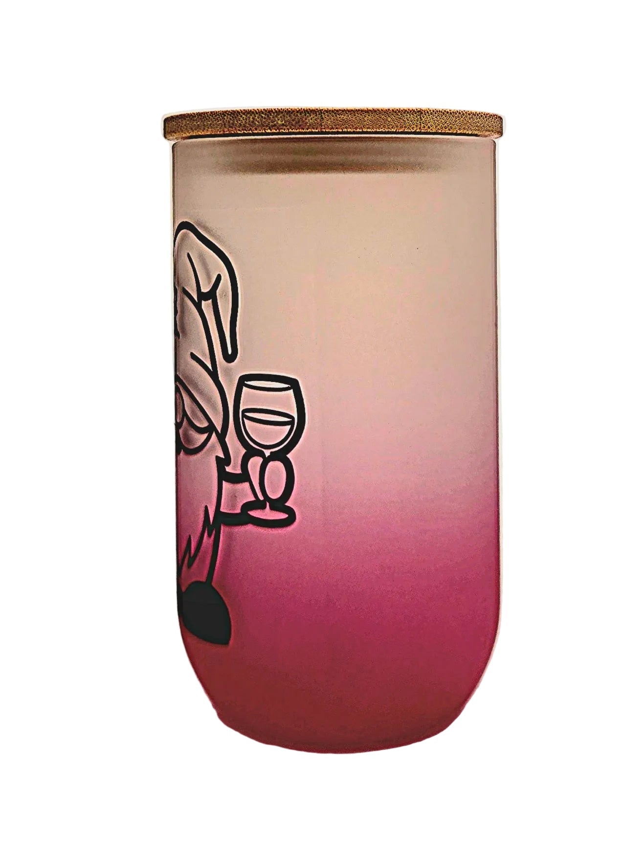 Stemless Wine Glass 18oz Pink Ombre Matte finish Wine Gnome - Coffee Quips Custom Drinkware