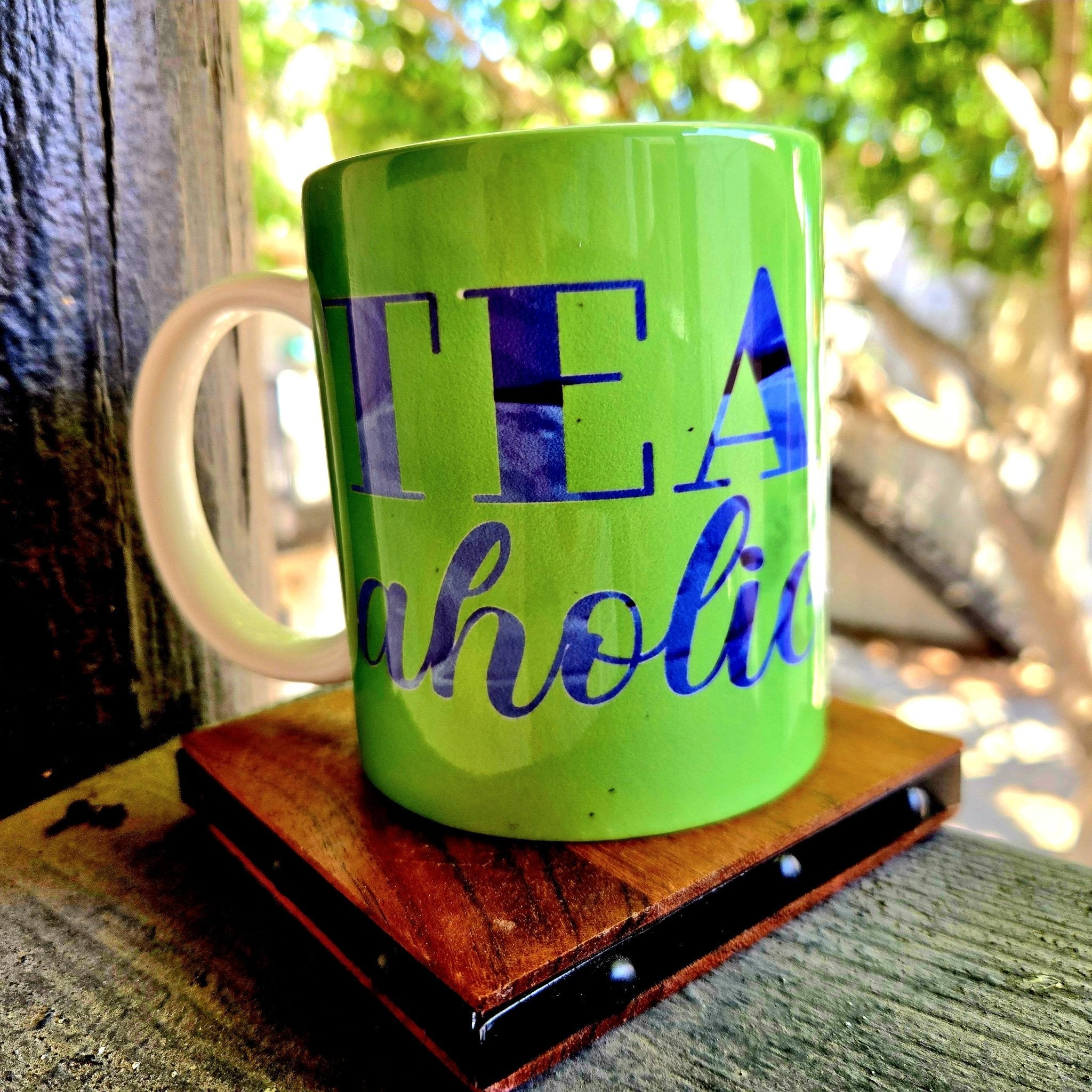Tea - Aholic Ceramic Coffee Mug: Coffee Quips, Green - Coffee Quips Custom Drinkware