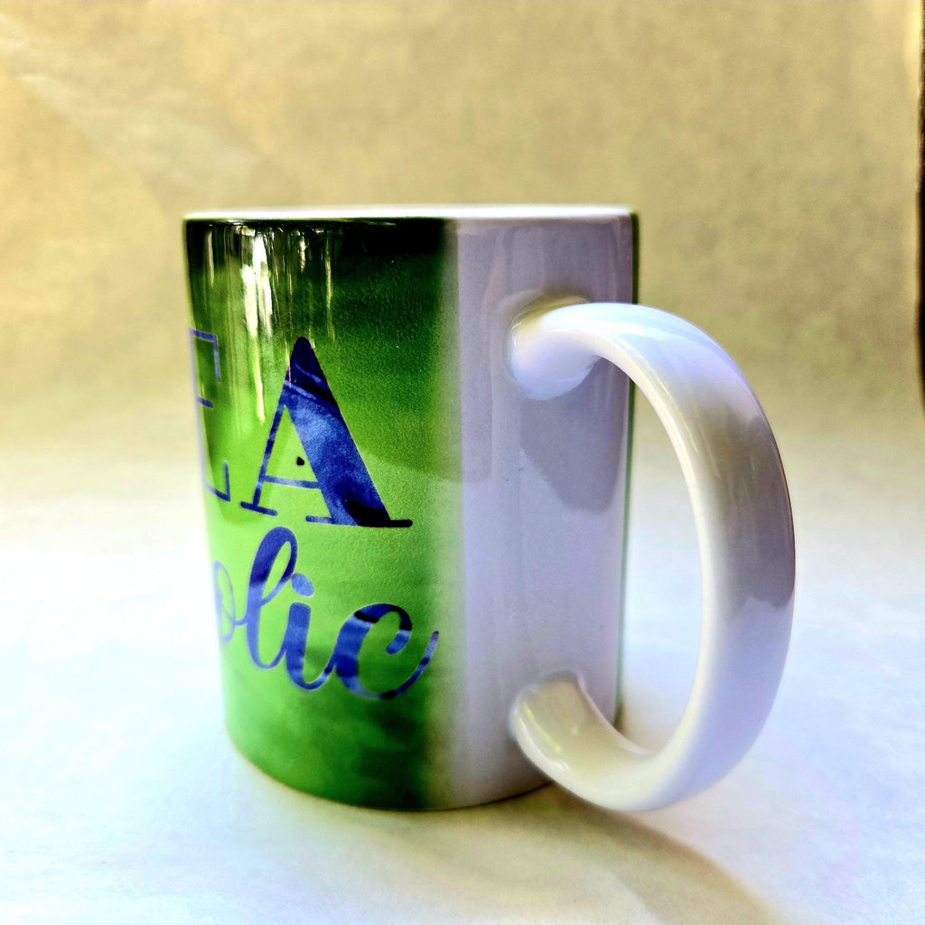 Tea - Aholic Ceramic Coffee Mug: Coffee Quips, Green - Coffee Quips Custom Drinkware