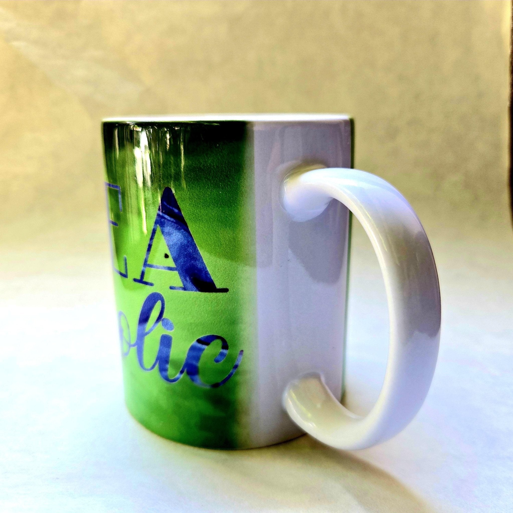 Tea - Aholic Ceramic Coffee Mug: Coffee Quips, Green - Coffee Quips Custom Drinkware
