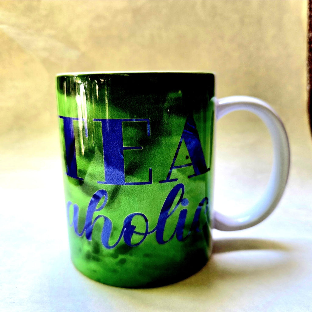Tea - Aholic Ceramic Coffee Mug: Coffee Quips, Green - Coffee Quips Custom Drinkware