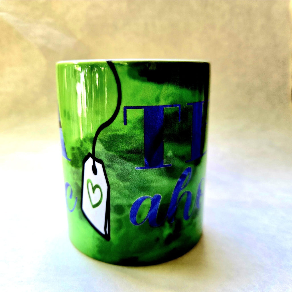 Tea - Aholic Ceramic Coffee Mug: Coffee Quips, Green - Coffee Quips Custom Drinkware
