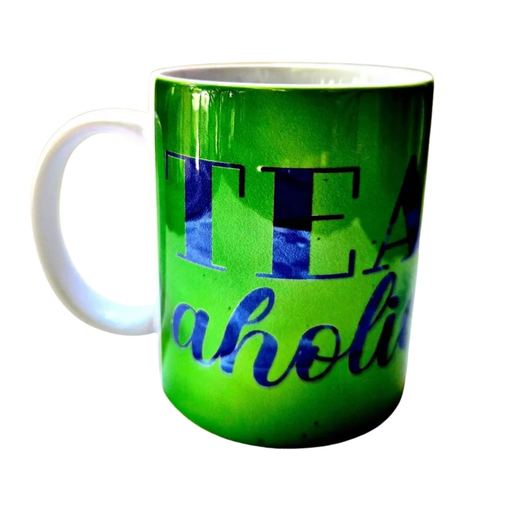 Tea - Aholic Ceramic Coffee Mug: Coffee Quips, Green - Coffee Quips Custom Drinkware