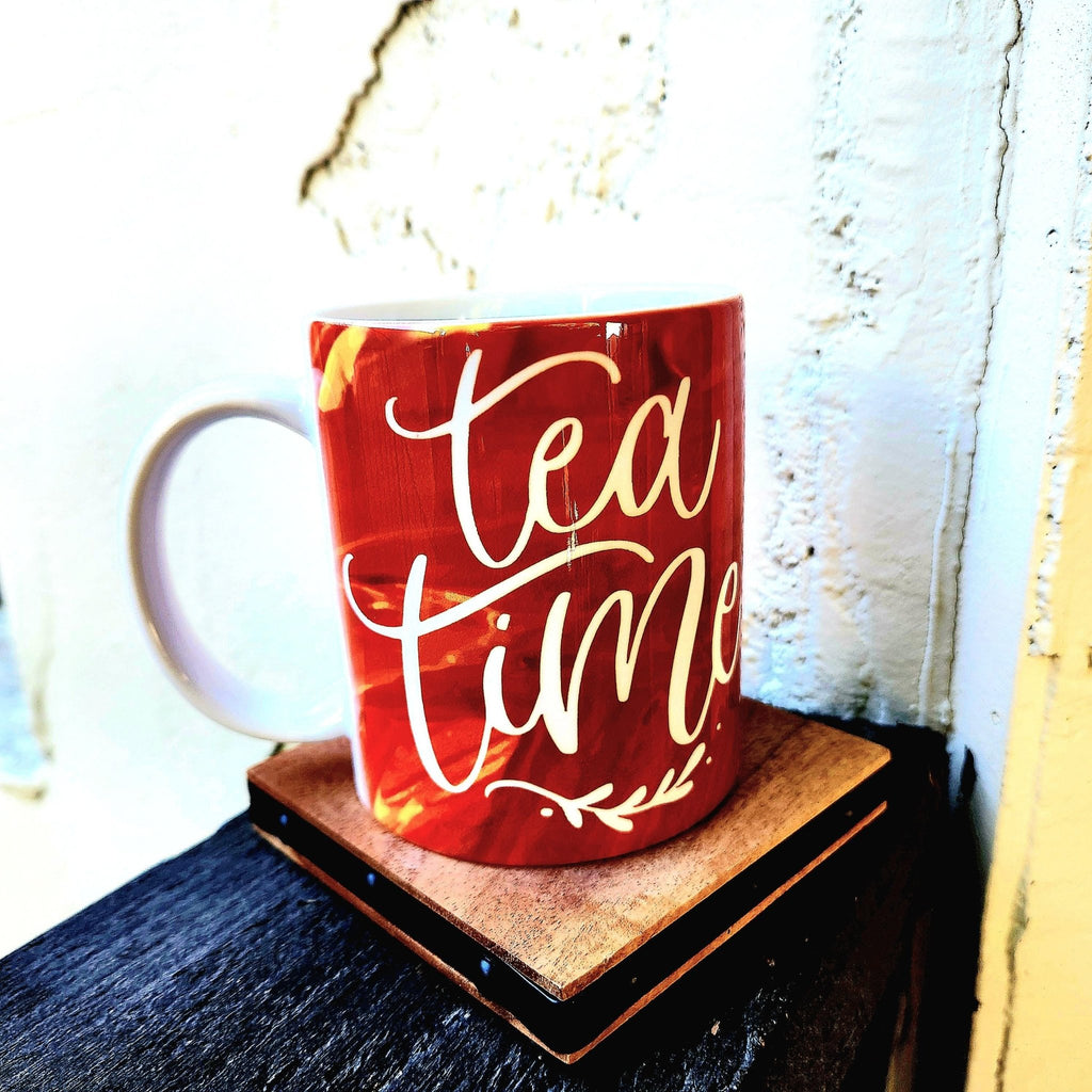 Tea Time Ceramic Mug - Relax Reflect Enjoy - Coffee Quips Custom Drinkware