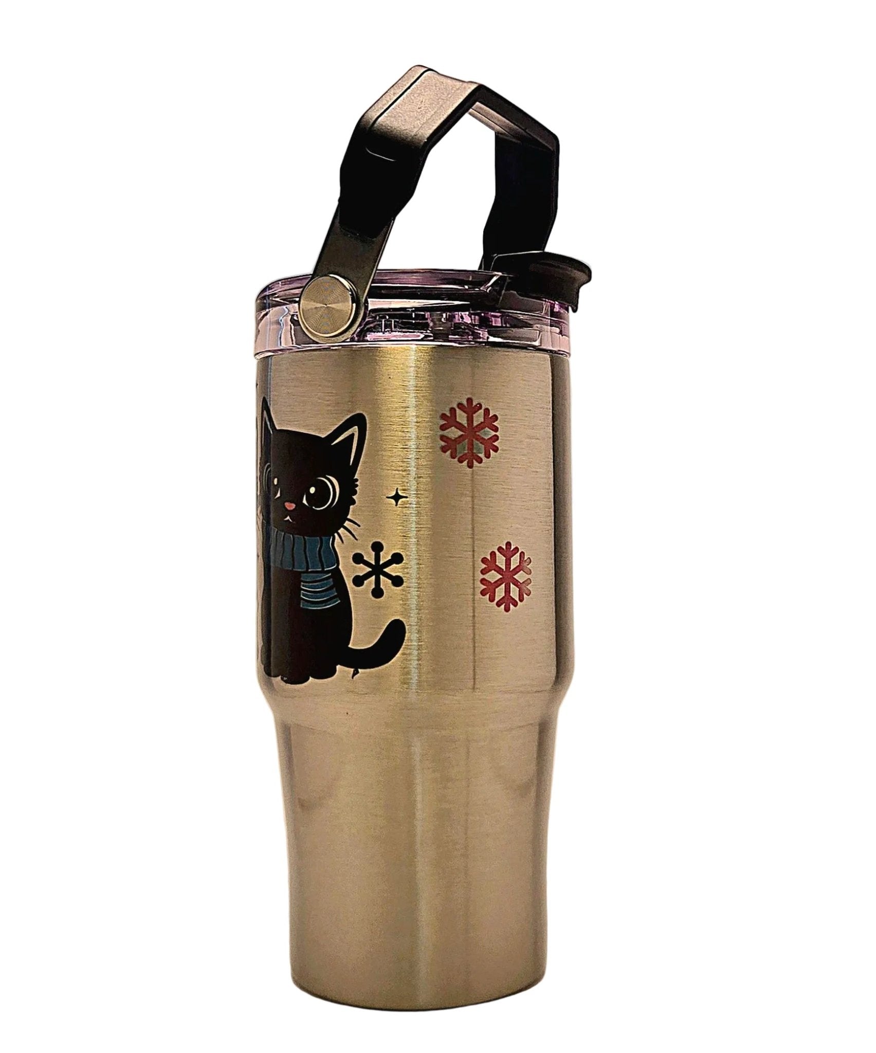 Three Black Cats winter 20oz Stainless Steel Tumbler with tri sip lid - Coffee Quips Custom Drinkware